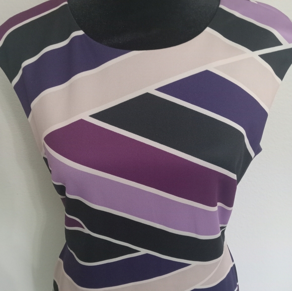 Vince Camuto Purple Striped Women's Sleeveless Dress Size 8 Career - Picture 4 of 7
